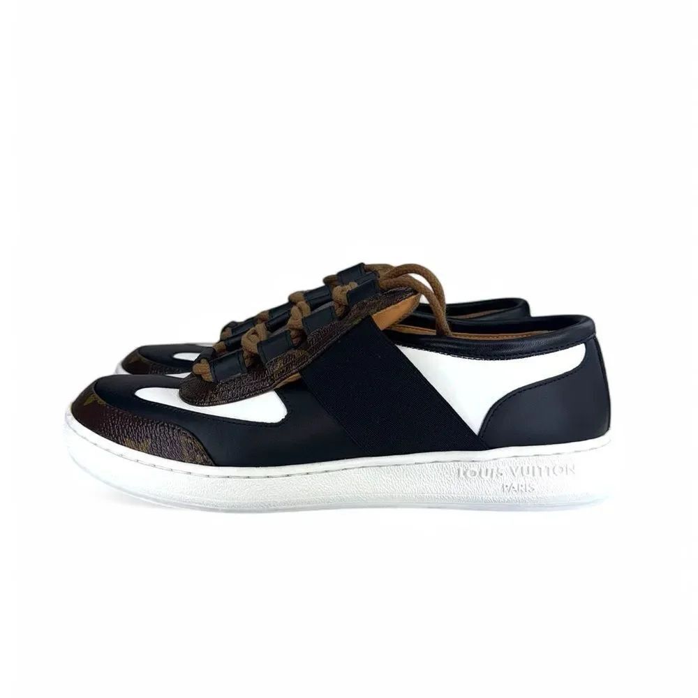 LOUIS VUITTON Black & Brown  LV Monogram Leather Sneakers EU37 - Picture 5 of 16